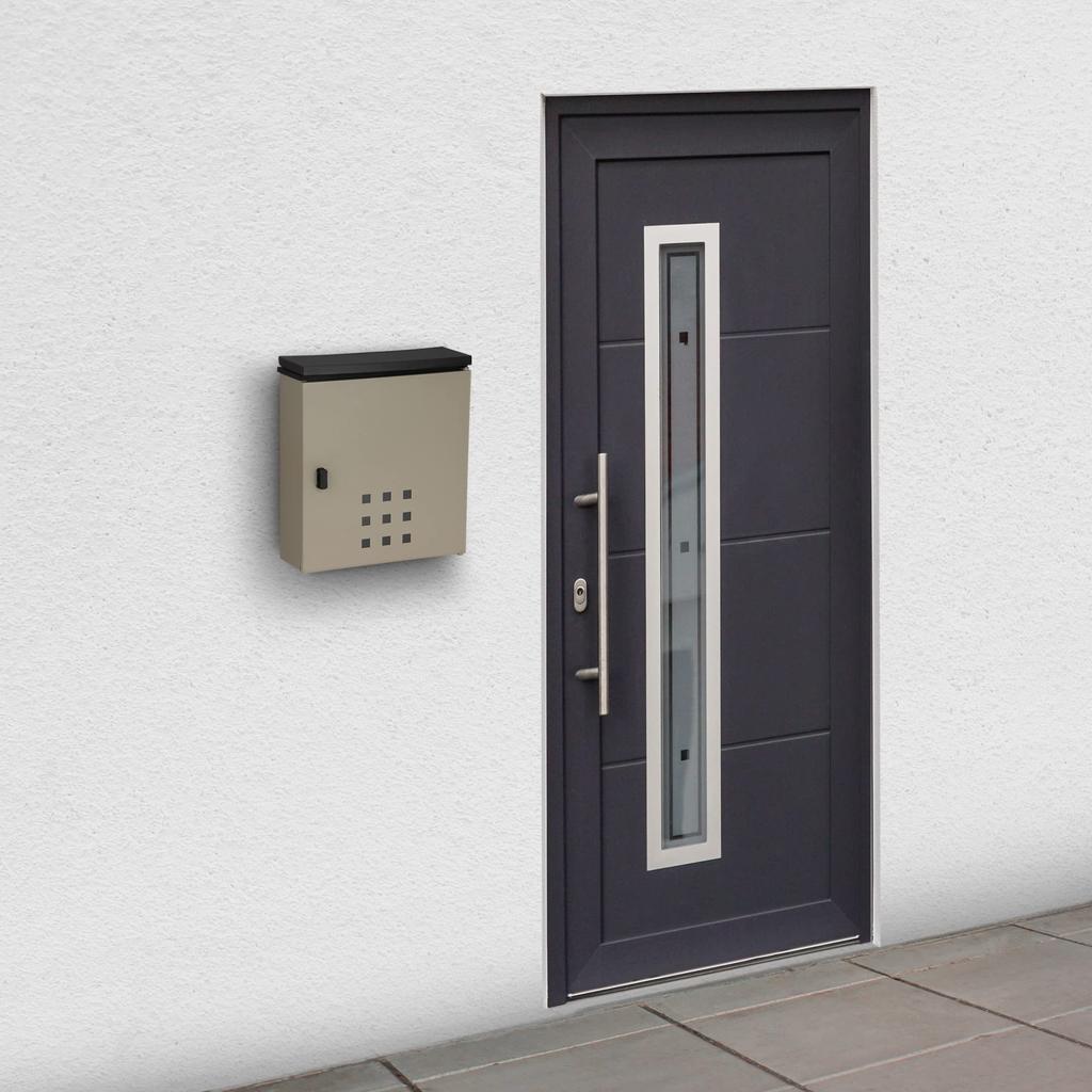 GREEN LIFE Post Wall Совместимо с Mail Совместимо с Square 2 Верхняя передняя сторона Титаново-серый Монтаж, Доставка, Нет. Конверты, Сталь, Вставка,