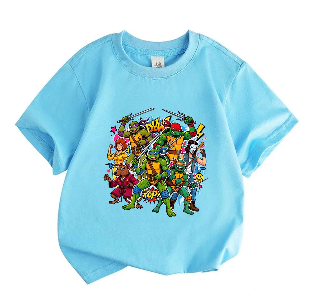 Kids Boys Girls 100% Cotton Crew Neck Short Sleeve T-shirt, Retro Cartoon Hero Characters Graphic Casual Summer Tee for Children Daily Wear