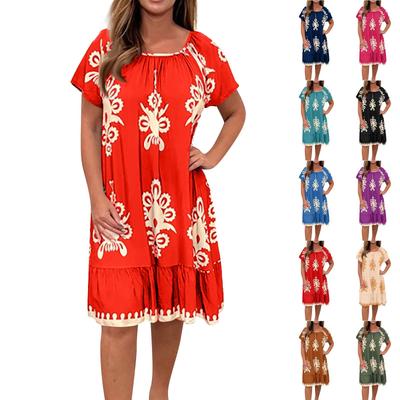 Женское модное летнее платье с принтом, платье большого размера с круглым вырезом, сарафан, пляжное платье