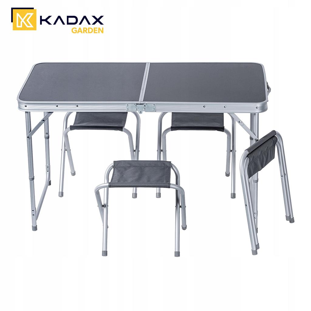KADAX Tourist Set Folding Table 120cm + 4 Chairs 5in1 Camping Grill