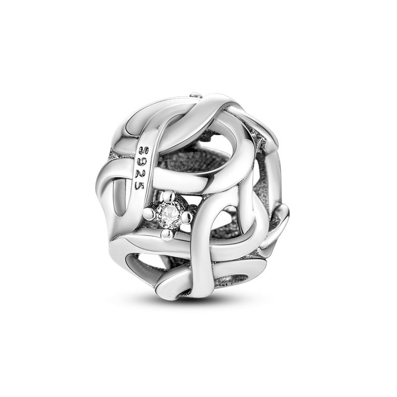 Новые бусины-подвески из стерлингового серебра 925 пробы с геометрическими линиями подходят для оригинального браслета своими руками для изготовления ожерелий с подвесками для женщин