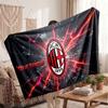 AC Milan Personalized Fleece Blanket With Football Logo, Custom Name Text Soft Warm Home Throw Blanket