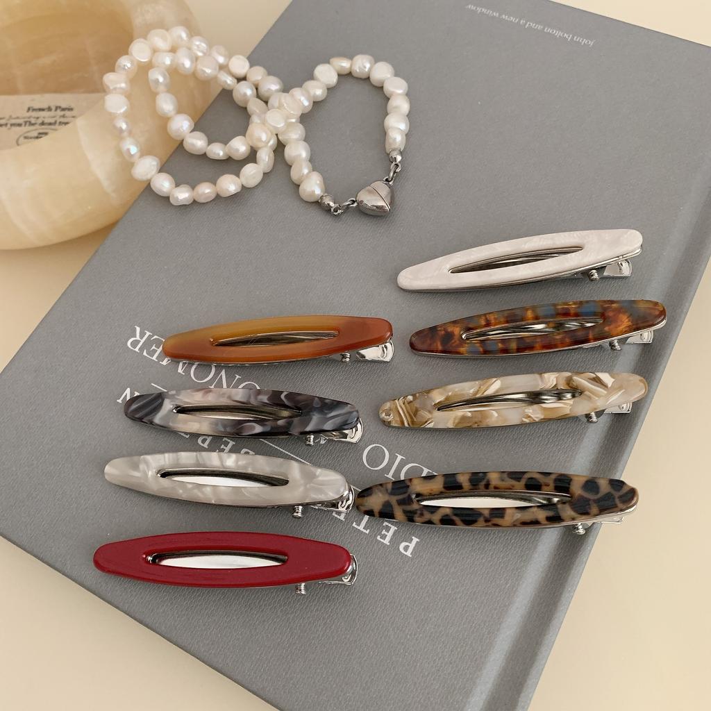 2 шт./набор Ацетатные заколки для волос Полые овальные заколки-уточки для челки Геометрические заколки Боковые заколки для волос Женские Девичьи Аксессуары для волос