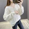 Women's Cut-out Knitwear Spring Autumn V-neck Knitted Pullover Sweater Loose Thin Jumper