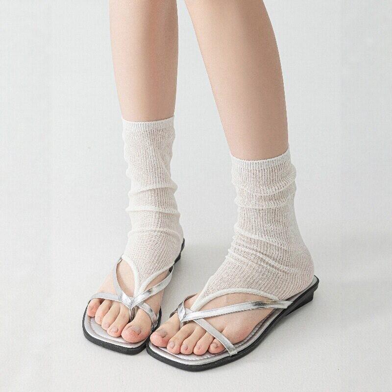 Foot-Stepping Socks, Calf Socks, White Stacking Socks, Summer Thin Miu Ballet Style With Small Leather Shoes, Stockings