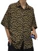 Aspersio Leopard Print Collared Short Sleeve Stylish American Casual Style with Chest Aloha Open Front Animal Casual Open Print Shirt, Men's
