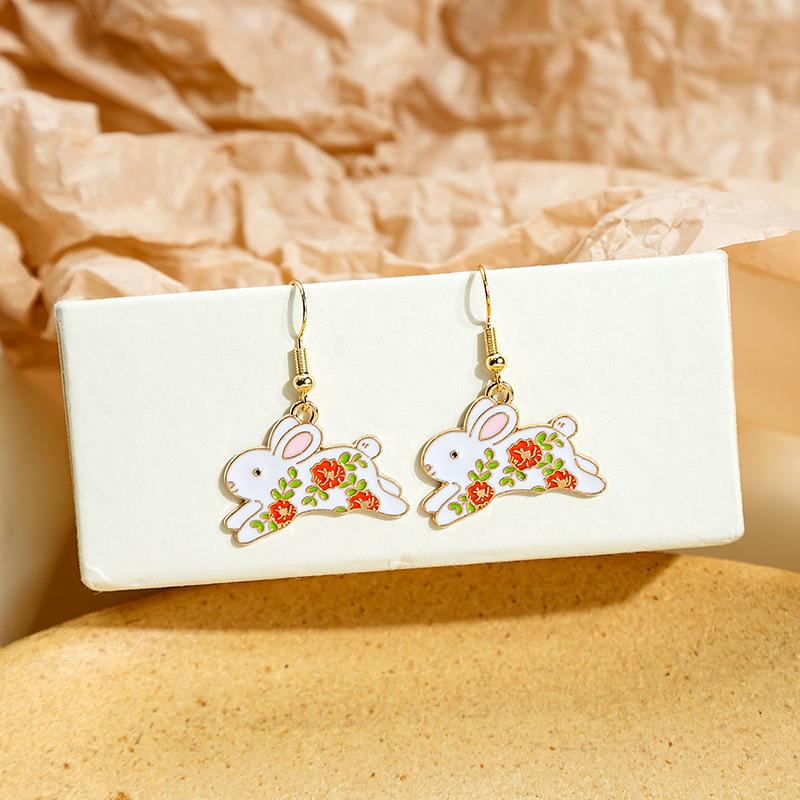 Vintage Cute Cartoon Animal Kitten Rabbit Panda Deer Earrings For Women Girls Jewelry Sweet Moon Cat Squirrel Enamel Earrings