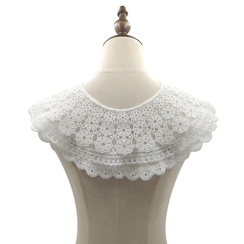 Water-Soluble Lace False Collar, Three-Layer Sewing Diy Lace Accessories, Engraved Hole Embroidery, Opposite Collar, Surrounding Collar.