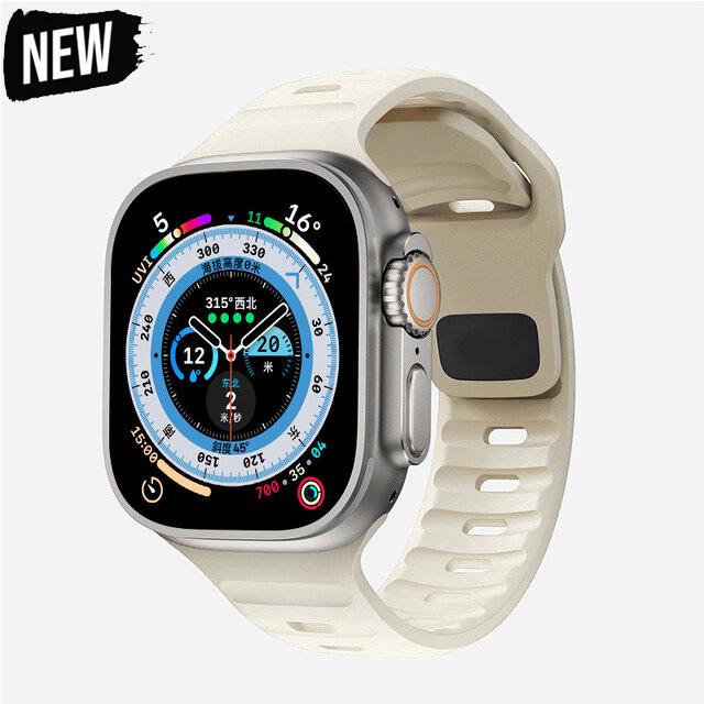 Спортивный ремешок для Apple Watch Ultra 9 8 7 6 SE 5, мягкий силиконовый легкий браслет-ремешок для iWatch 38 мм, 40 мм, 42 мм, 44 мм, 45 мм, 49 мм