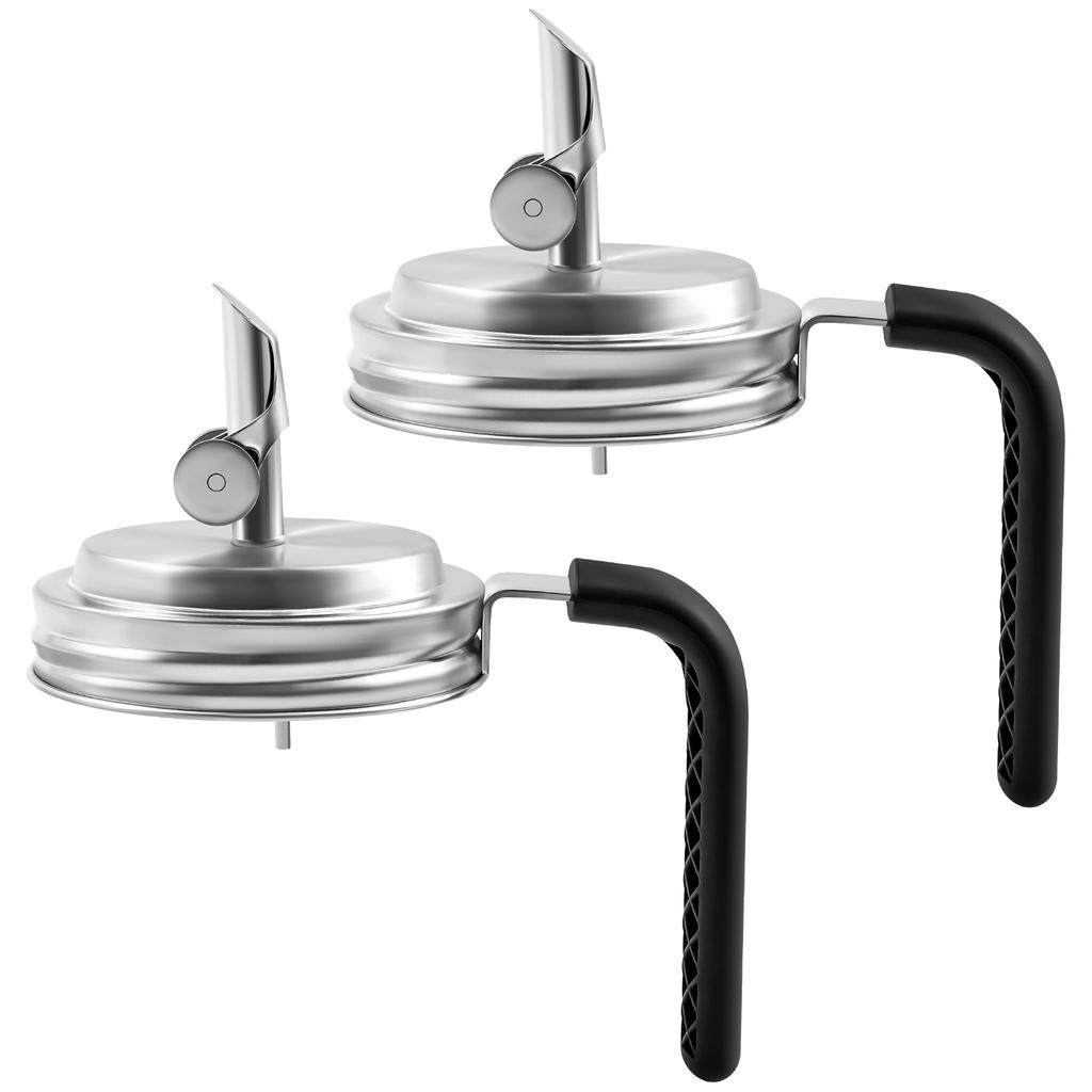 2/4 Pcs Mason Jar Pour Mouth Lid Stainless Steel Mason Jug Flip Cap Dustproof Leakproof Glass Jar Flip Cap Easy to Use Mason Jug