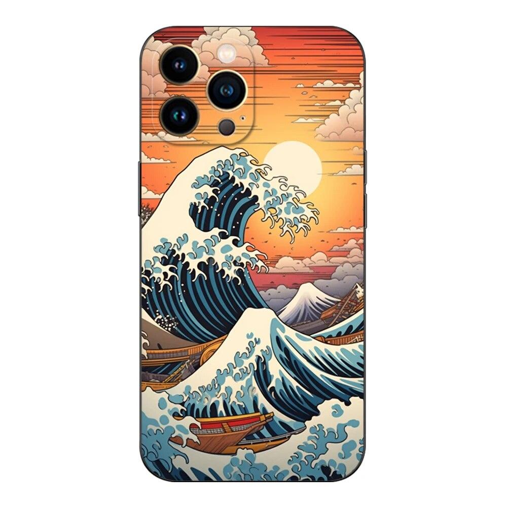 Чехол для телефона с мультяшной волной для iPhone Samsung Galaxy Redmi Xiaomi Oppo OnePlus Note SA 7 8 9 10 11 12 13 14 20 21 22 23 53 54 Pro Max Ultra TPU Soft