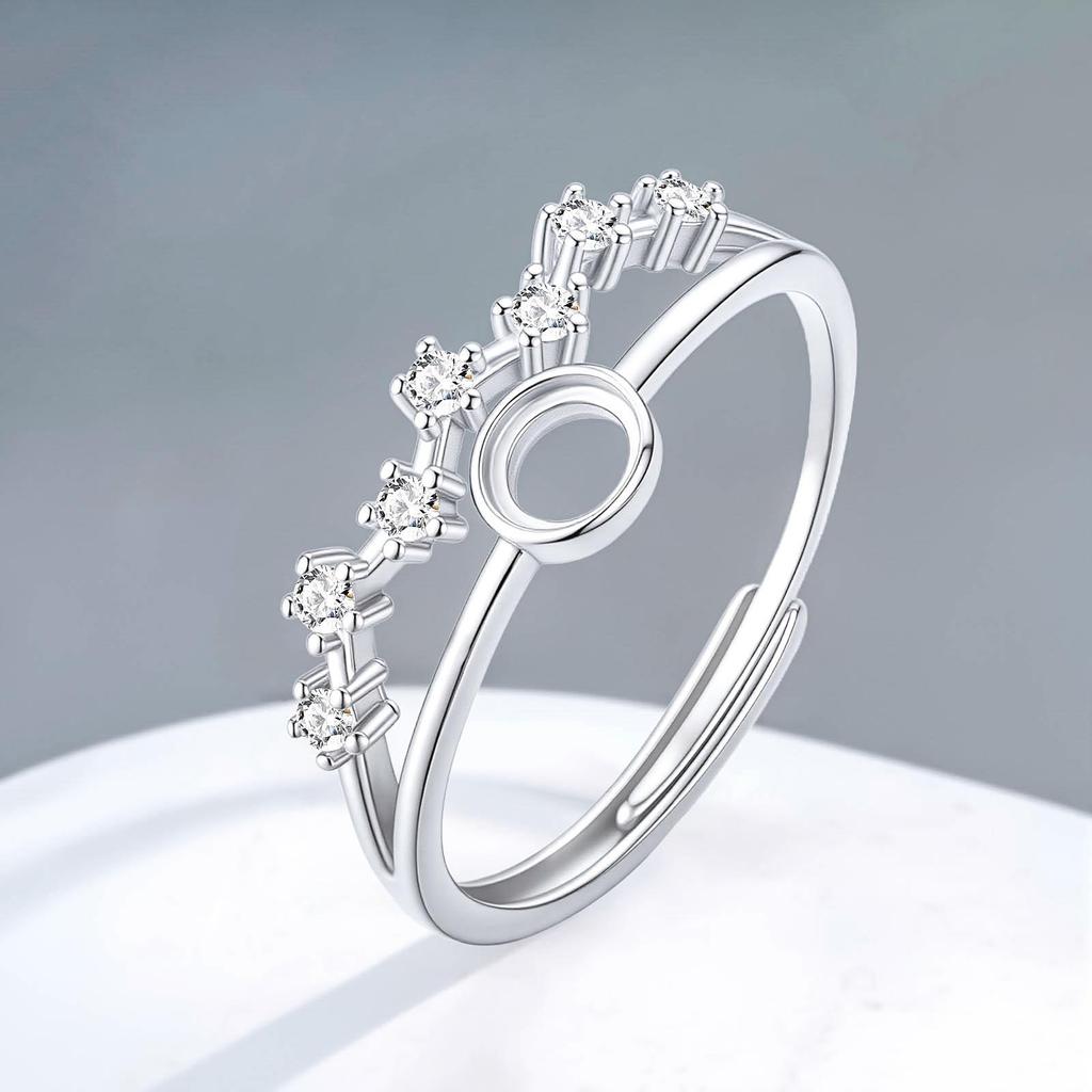 Серебряное кольцо S925 с двойным слоем, лунный камень, кристалл