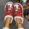 Women'S Winter Slippers Non-Slip TPR Sole Soft Indoor House Shoes with Snowman Design
