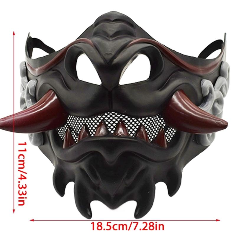 Half Face Mask Halloween Cosplay Mask Masquerade Mask Party Mask Japanese Mask Devil Samurais Mask for Carnivals