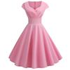 Summer Dress Women V Neck Vintage Robe Elegant Retro Pin Up Party Office Midi Dresses