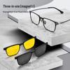 TR Square Magnetic Clip-on Glasses 3-in-1 Polarized, Night Vision, Rx-Compatible for Driving & Fishing 9017