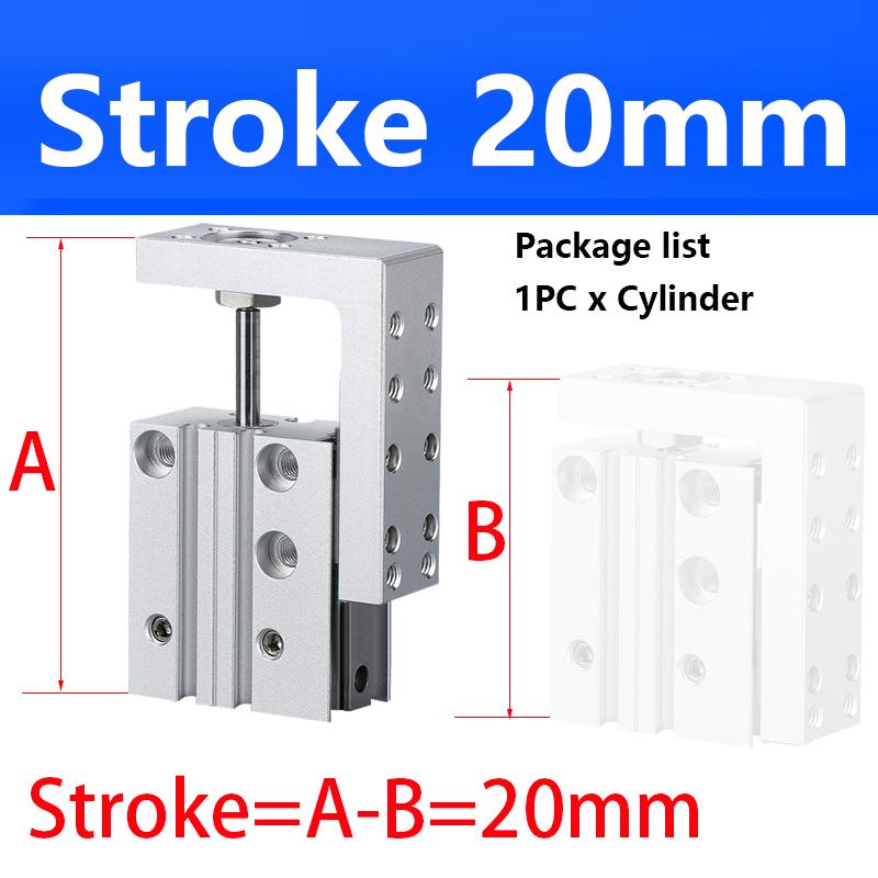 MXH6 MXH10 MXH16 MXH20 Rail Cylinder Precision Pneumatic Air Linear Side Rail Guide Rod Cylinder