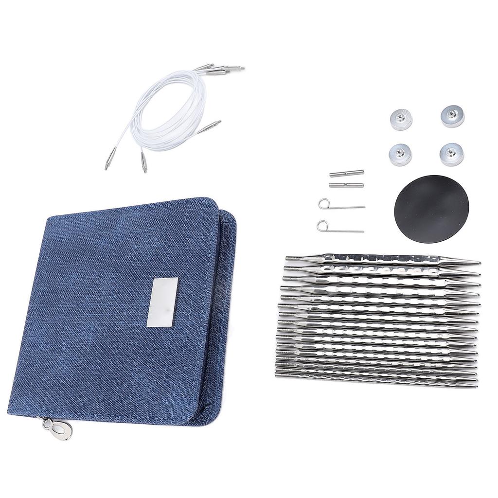 Набор из 8 пар круговых спиц, сменных для начинающих, с чехлом из нержавеющей стали для плетения