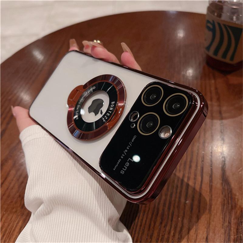 Для iPhone 15 Pro Max Роскошное покрытие PC Frame Magsafe Чехол для телефона с магнитной подставкой для iPhone 11 12 13 14 15 Plus Защитный чехол для объектива