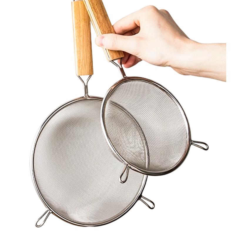 1Pce Stainlesss Steel Fine Mesh Strainer Set Versatile Long-Handle Sieves for Flour Tea Coffee Oil Filtering