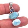 Natural Republic Larimar,Kyanite 925 Solid Sterling Silver Pendant 1.50'' K9f15