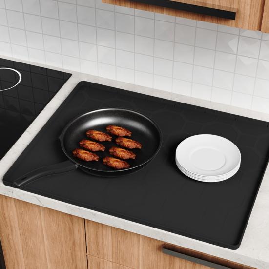 Cat Litter Box Mat with Raised Edges Non-slip Waterproof Urine Proof Easy Clean Scatter Control Kitten Litter Trapping Mat Silicone Floor Pad Pet