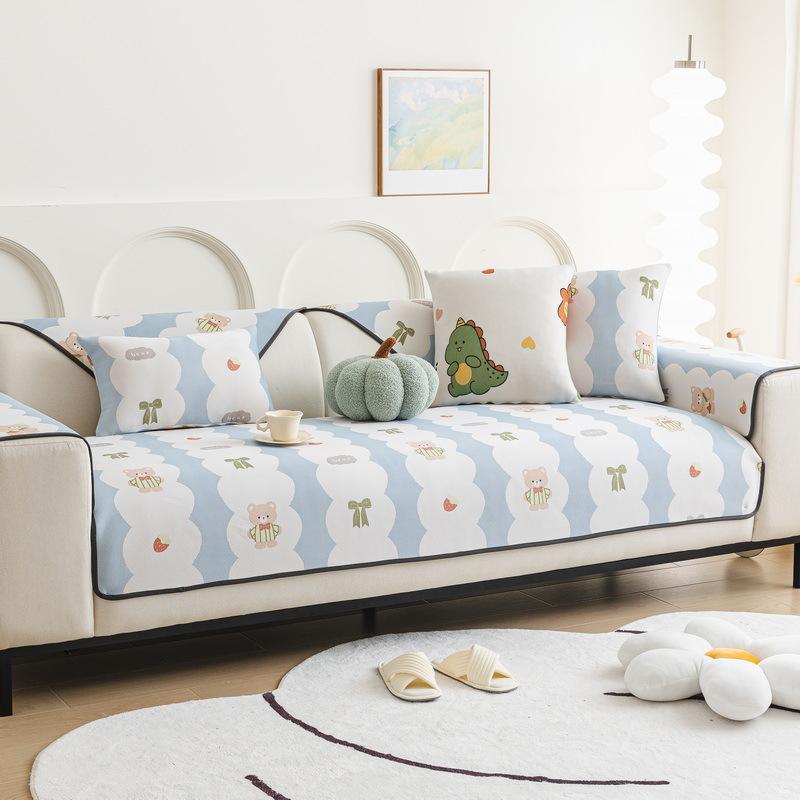 Summer Cartoon Ice Silk Sofa Cushion Summer Mat Seat Cushion Non-Slip New Cool Seat Cushion High-End Cover Cloth