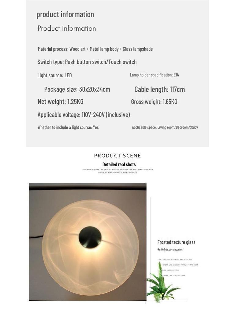 Retro American Solid Wood Glass Table Lamp for Bedroom and Living Room - Touch-Control Warm Lighting for Study