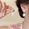 1 Pair Women Stud Earrings White Faux Pearl Dangling Drop Earrings Baroque Style Daughter Bridesmaid