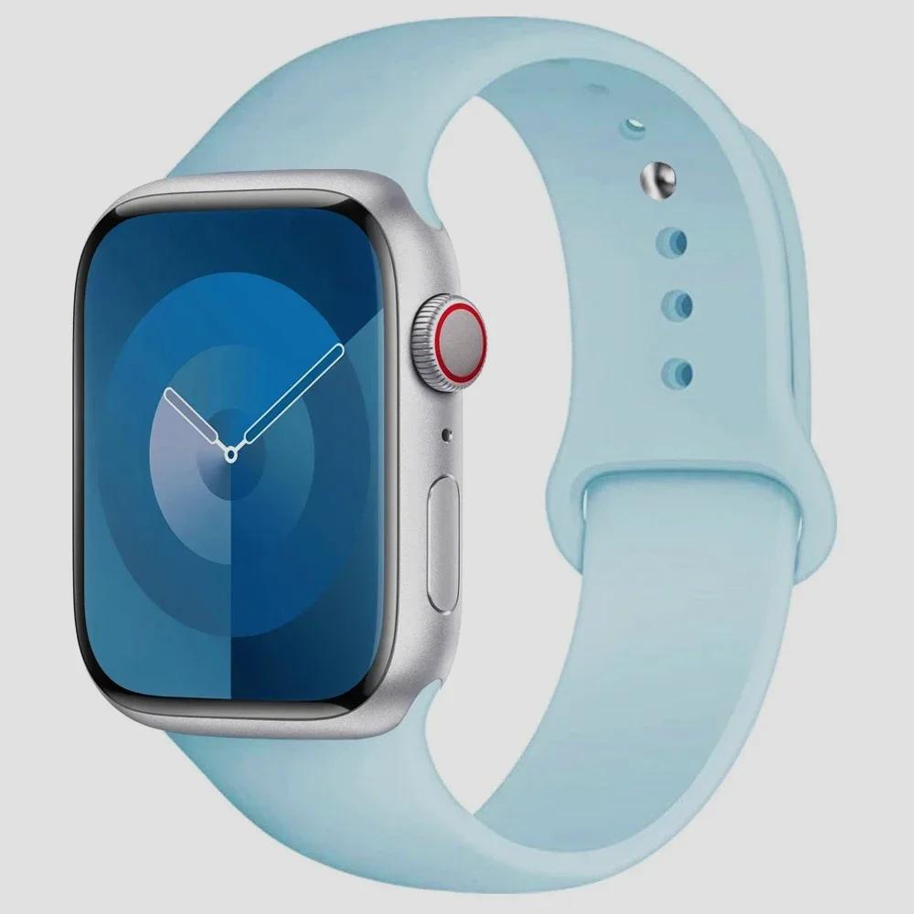 Силиконовый ремешок для Apple Watch Band 44 мм 40 мм 45 мм 41 мм 49 мм 42 мм 45 44 мм браслет iwatch series 7 se 3 5 6 8 9 Ultra 2 ремешки