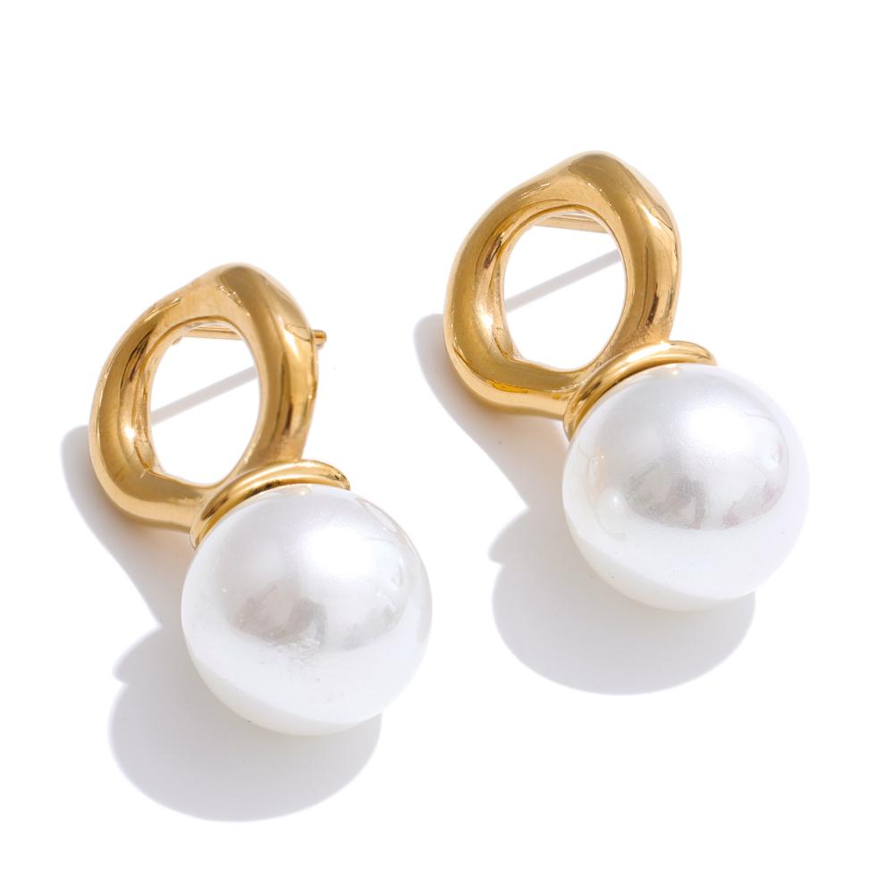 Eetit Корейская элегантность Серьги-пусеты из нержавеющей стали с имитацией жемчуга и геометрическим дизайном для женщин Корейский стиль Шикарные украшения для повседневной носки