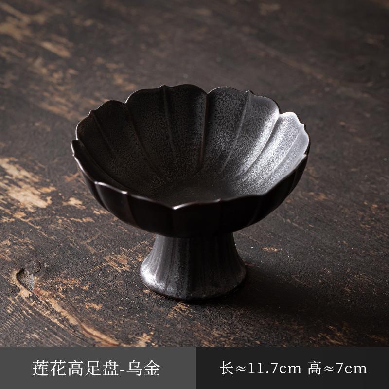 Китайская керамическая тарелка для фруктов на высокой ножке, тарелка для закусок в стиле дзен, тарелка для выпечки Будды, изысканная тарелка для закусок на высокой ножке, помолвочная тарелка