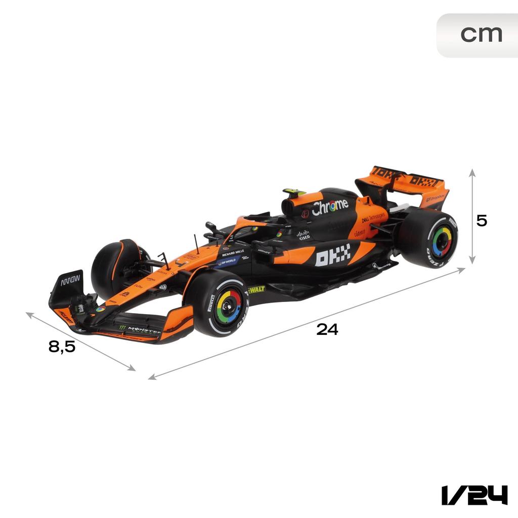 Bburago 2024 Model Scale F1 McLaren MCL38 with Lando Norris Figure Race Sports Car Diecast Model Car 1/24 #4 / 18-28040 (#4)