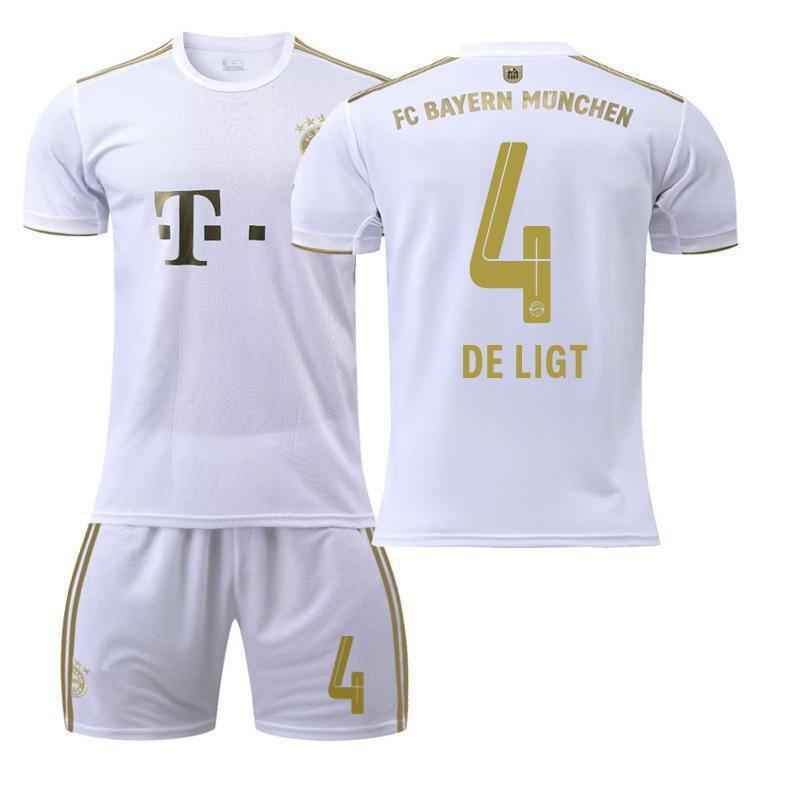2223 Bayern Away White No. 17 Mane 4 Dericht 25 Muller Jersey Football Uniform Set Sportswear