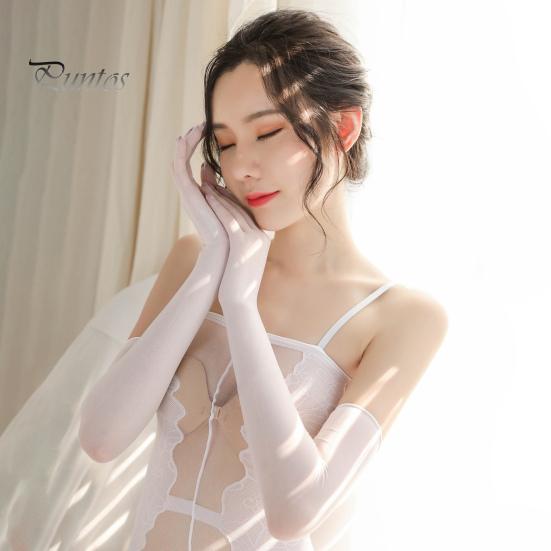 1 пара женских выпускных рукавов с прозрачной сеткой, тонкие солнцезащитные перчатки для езды на велосипеде, для выступлений, для невесты, для свадебных фотосессий, наручники