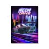 Современная живопись на холсте Искусство уличные гонки Токио Nissan GTR Synthwave Neon 80S Постер Украшение стены Искусство Гостиная Домашний декор