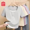 Женская облегающая укороченная футболка-henley с имитацией двух предметов