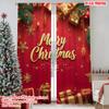 2pcs 2D Flat Printing Christmas Scene Curtain Merry Christmas 04 Versatile Fabric Without Electricity Festive Wall Decor Use for