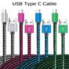 USB Type C Cable Date Sync 2.4A Fast 1M 2M 3M Charging Nylon Braided Wire Charger Cable For Samsung Huawei Android Mobile Phone