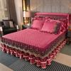 Роскошное зимнее бархатное стеганое покрывало с кристаллами, фланелевая юбка размера King Queen, не включая наволочку