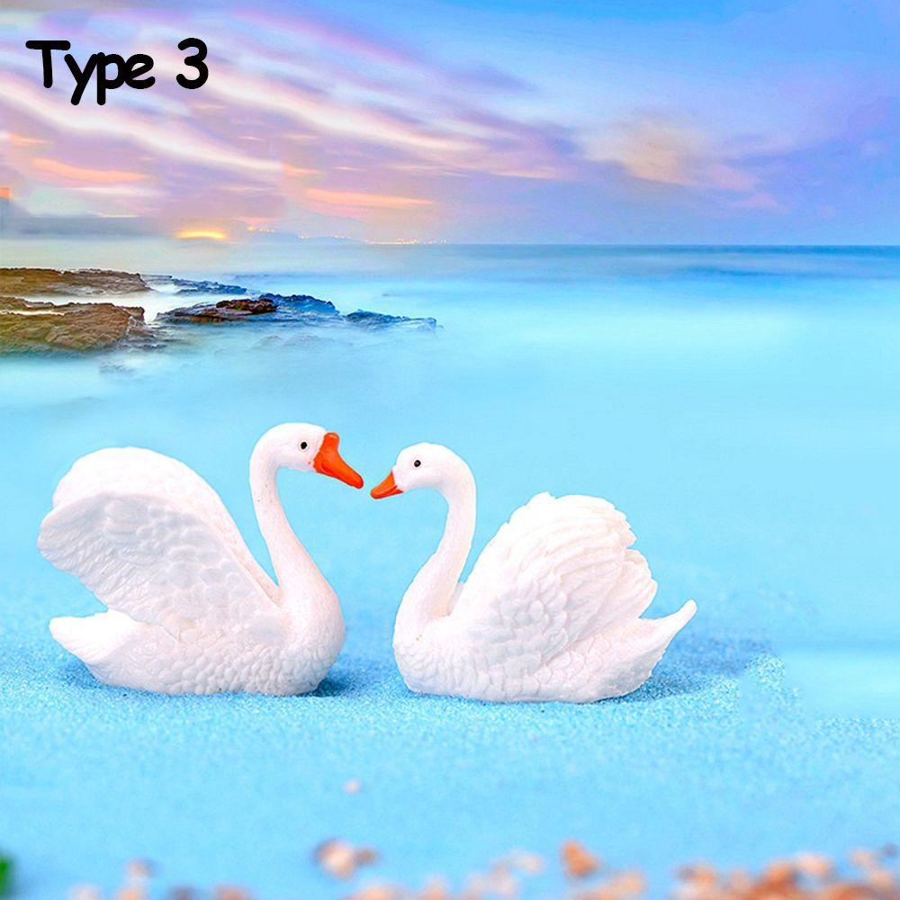 2PCS/Set Crafts Statue Micro Landscape Goose Model Swan Figurine Home Decor Miniature Animal