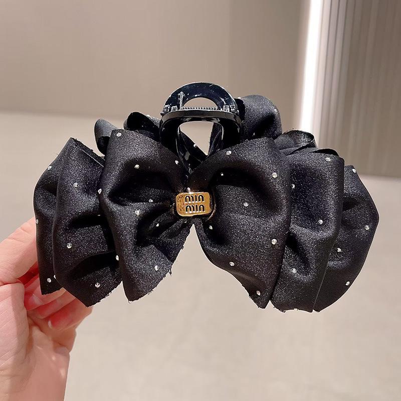 Large Summer Lace Edge Bow Claw Clip Hair Accessory for Women - Multi-Layer Feather Design