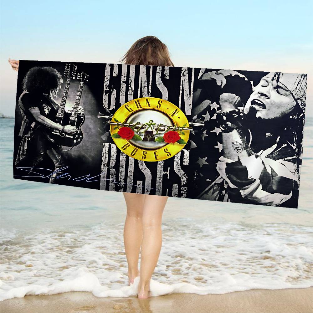 Музыкальная группа G-Guns N Roses Микрофибра Печатное Пляжное полотенце Скалолазание Йога Пляж Плавание Бег Впитывающее Мягкое полотенце