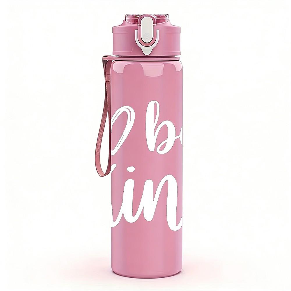 1PC Be Kind White Minimal Line Print 750ml Color Plastic Sports Water Bottle Leakproof Flip Straw Lid Suitable for Sports Office Home Use