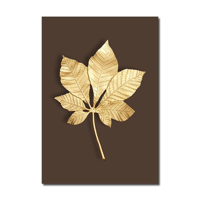 Abstract Plant Flower Wall Art Luxurious Golden Ginkgo Maple Leaves Poster Prints Home Living Room Wall Decor Picture No Frame