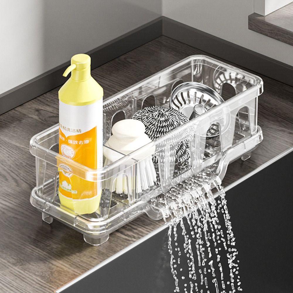 Detachable Partition Kitchen Sink Sponge Rack Moisture-proof Quick Dry Self-Draining Kitchen Sink Organizer