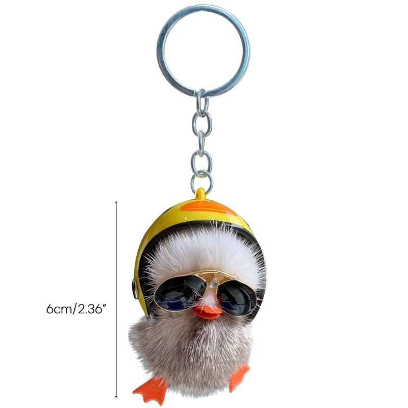 Cartoon Plush Helmet Duck Keychains for Car Key Handbag Pendant Key Chains Fashionable Keychain Cute Key Ring Small Gift