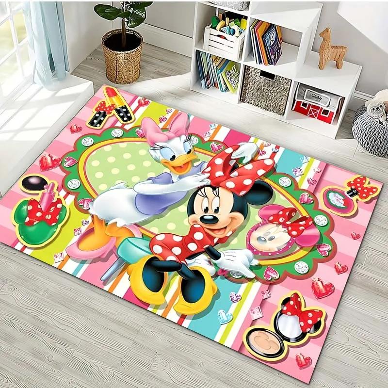 3D Minnie Mouse Daisy Duck Cartoon Themed Carpet Bedroom Living Room Sofa Rug Children's Room Large Area Decor Mat Potdemiel
