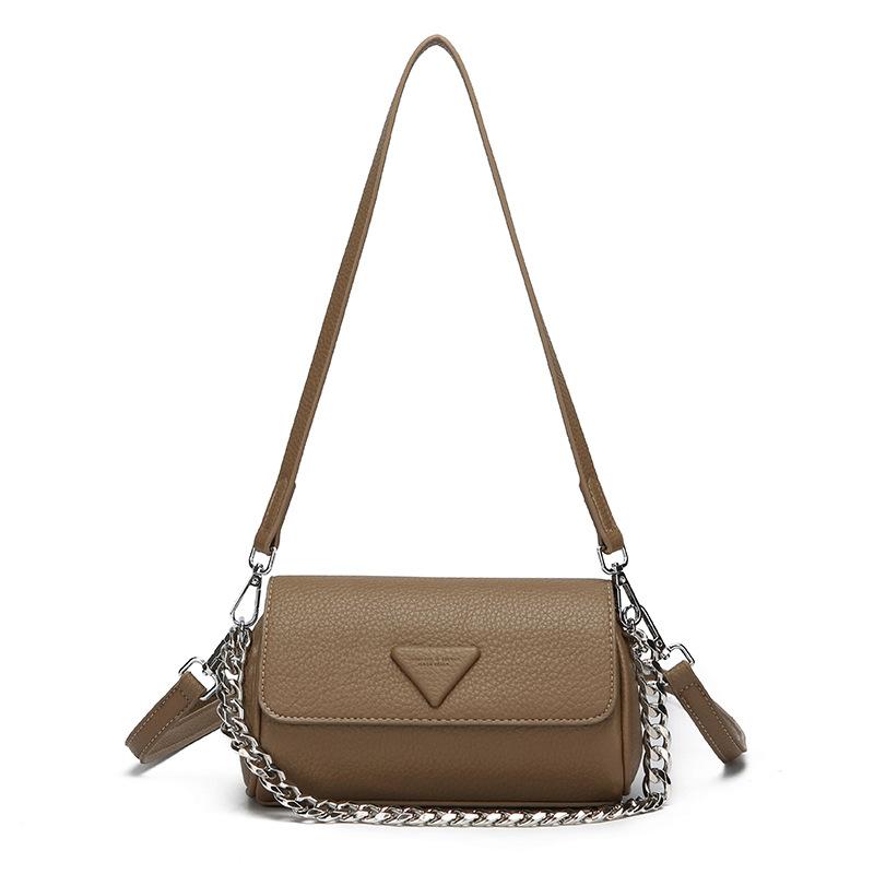 Retro Texture Bag Women'S Fashion Cylinder Pillow Bag Solid Color Shoulder Oblique Span Bag