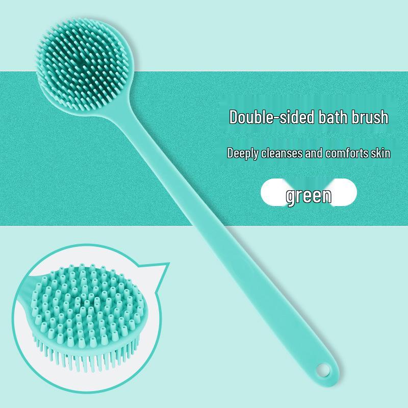 Silicone Long Handle Bath Brush & Double-Sided Back Scrubber